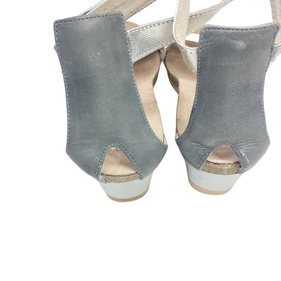 Naot Pixie Leather Wedge Ankle Strap Sandals White Silver EU 41 US 10-10.5 - Picture 11 of 15